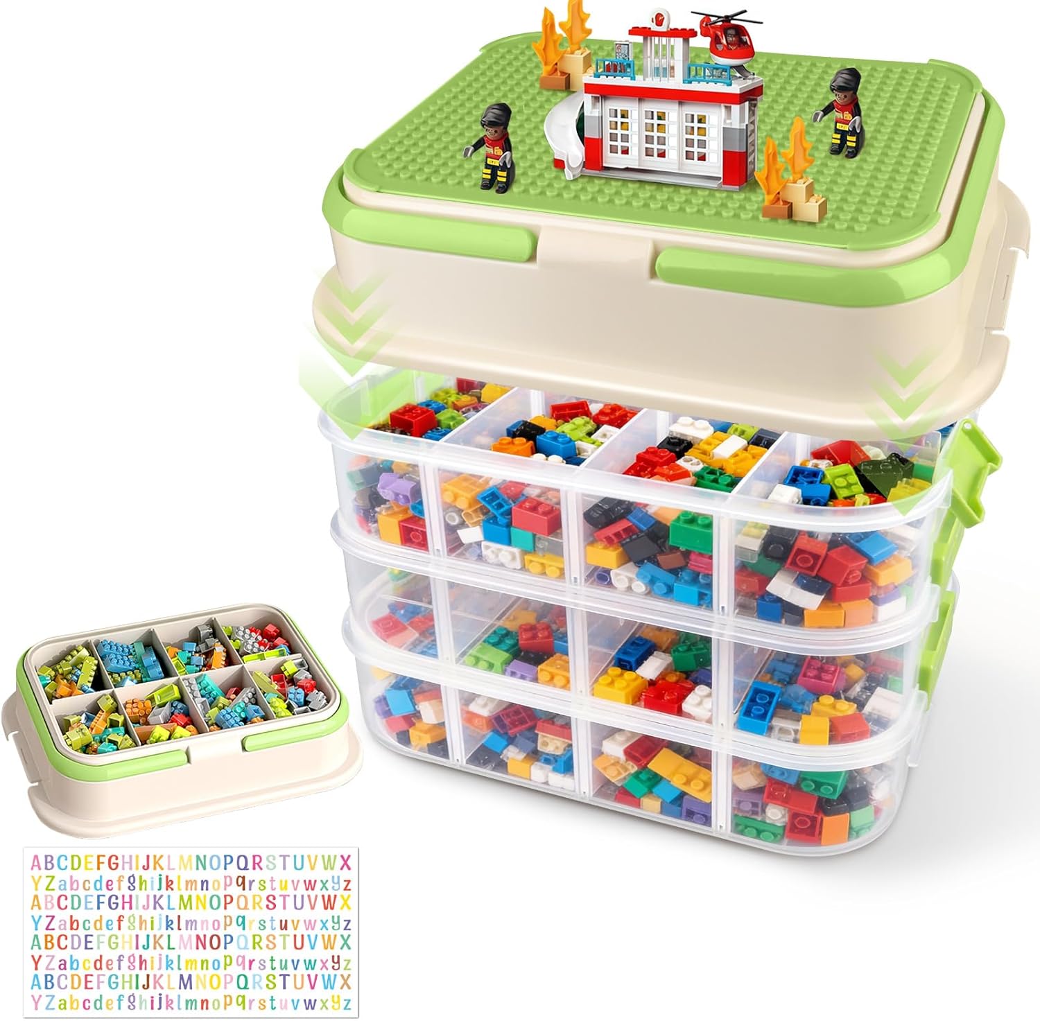 4-Laags Stapelbox met Bouwplaat Groen